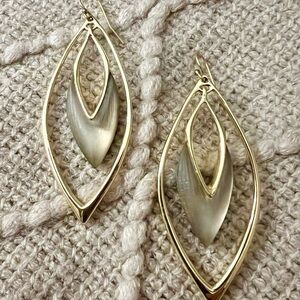 Alexis Bittar Gold plated and warm grey Lucite Earrings